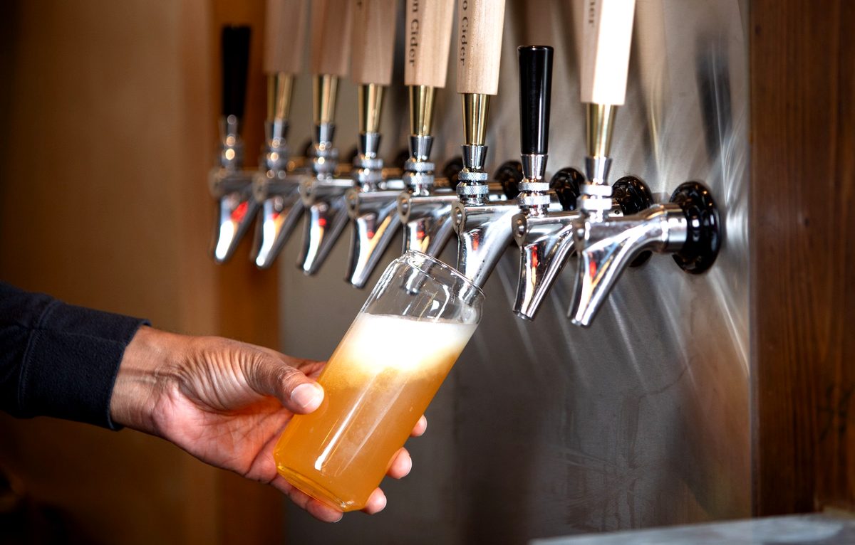 Craft beer tap pour